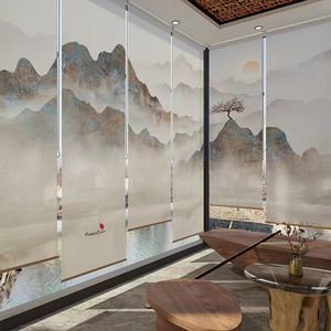 Tende a Rullo Motorizzate con Motivo Paesaggistico in Stile Cinese, Vendita Diretta di Tapparelle e Tende Automatiche - Product Image 3