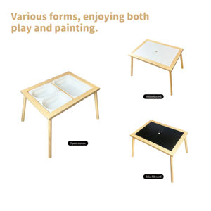 Mesa de agua y arena multifuncional <span class=keywords><strong>para</strong></span> niños con <span class=keywords><strong>pizarra</strong></span>/<span class=keywords><strong>pizarra</strong></span>, almacenamiento y lavabo plegable, juguete educativo - Product Image 2