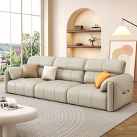 Canapé italien minimaliste en cuir véritable, style moderne et simple pour salon, style rétro, trois places, mousse à mémoire de forme, résistant à l'usure