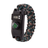 Bracelet de survie 6 en 1 avec sifflet, allume-feu, boussole, montre et cordelette paracorde