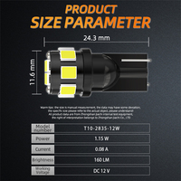 Ampoule LED Jiachi W5W T10 2835 12SMD pour éclairage de position et lecture, nouvelle ampoule de voiture à courant constant, faisceau à 360 degrés, en aluminium FPC