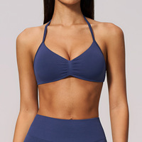 Soutien-gorge de yoga pour femme avec bretelles fines sans coutures et froncées pour l'entraînement de Pilates, soutien-gorge de sport respirant et absorbant la transpiration