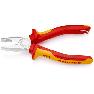 KNIPEX 03 06 180 T BK Insulated Combination <b>Pliers</b> with handles with multi-component grips, VDE-tested; with safety ring - Product Image 2