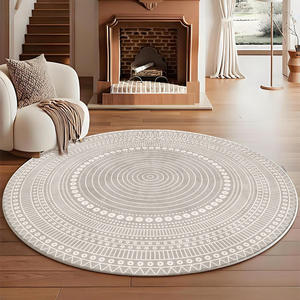 Tapis rond imitation cachemire, motif géométrique hiver 2025, velours bouclé, pour salon, chambre, maison - Product Image 3