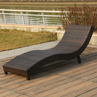 Chaise longue pliante en rotin minimaliste moderne pour l'extérieur, chaise mobile pour balcon, salle de bain, plage, piscine - Blanc