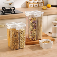 Boîte de rangement de cuisine micro-ondable sans BPA de luxe avec couvercle en plastique scellé Quadrate Grain réservoir de nourriture