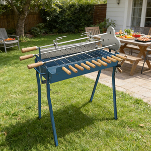 Barbecue à charbon de bois portable grec chypriote Foukou, avec levier de réglage de hauteur, pour souvlaki traditionnel chypriote - Product Image 1