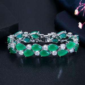 Dual Row Red <strong>Ruby</strong> Pear Cut Cubic Zircon Tennis Bracelet Women Big Bracelet <strong>Bangle</strong> for Wedding Party High Quality Crystal Jewelry - Product Image 4