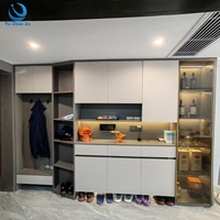 Meuble à chaussures d'entrée gain de place, armoire à chaussures moderne en bois avec portes pour la maison, l'appartement, le couloir