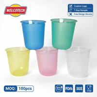 Gobelets en plastique PET transparent givré en forme de U de 16 oz, jetables, avec logo personnalisé, sans BPA, vente en gros pour mariages et événements