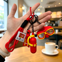 Porte-clés sportif créatif style Dopamine avec bouteille de plongée, lunettes et palmes, cadeau personnalisé pour voiture
