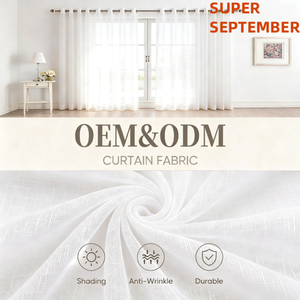 Tissu de rideau transparent effet <span class=keywords><strong>lin</strong></span> ColosTex OEM ODM personnalisé, texture naturelle texturée, voile pour fenêtre, tissu de draperie en rouleau - Product Image 1