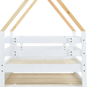 <span class=keywords><strong>Cama</strong></span> individual y <span class=keywords><strong>nido</strong></span> para niños 180X200 cm Expandible con base de listones de ruedas Diseño de casa del árbol con protección contra caídas - Product Image 1