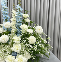 Arrangements de fleurs artificielles en soie, centre de table pour mariage, Noël, Nouvel An, blanc et bleu, assortiment fait main, aspect naturel et réaliste