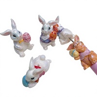 Perles de lapin en acrylique plaqué UV 42*19mm, perles de lapin de Pâques pour la fabrication de bijoux