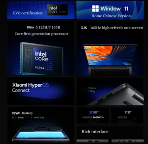 Xiaomi Redmi Book Pro 16 2024 แล็ปท็อปบางเบา รุ่นใหม่ล่าสุด หน้าจอ 16 นิ้ว 3.1K 165Hz/Ultra 7-155H/แรม 32GB/ความจุ 1TB/ระบบปฏิบัติการ Windows 11 แบตเตอรี่ใช้งานได้นานเป็นพิเศษ - Product Image 6
