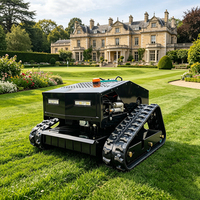Robot tondeuse automatique commerciale haut de gamme, conception simple, moteur 4 temps, petite tondeuse industrielle à chenilles télécommandée pour l'agriculture