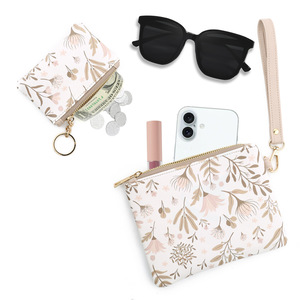 2 Mảnh Thiết Lập Dễ Thương Cherry Bow In PU Da Đồng Xu Ví Dây Kéo Dây Đeo Cổ Tay Ly Hợp Cho Phụ Nữ Xe Keyring Thẻ Tín Dụng Ví - Product Image 4