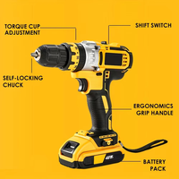 Taladro de Mano Inalámbrico de Alta Potencia de 13 mm, Taladro de Impacto de Doble Velocidad de 21 V, Herramienta Multifuncional con Batería de Litio