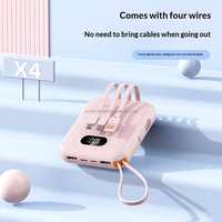 Batterie externe légère 20000 mAh avec 4 câbles intégrés, charge rapide PD 22,5 W, écran LED, mini chargeur portable pour les voyages et les activités de plein air