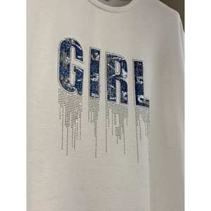 เสื้อยืดพิมพ์ลาย Girly Dripping สำหรับผู้หญิง ผ้าฝ้ายเจอร์ซีย์ 100% แขนปกติ - Product Image 1