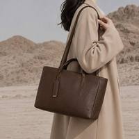 Cuir Grain Supérieur Véritable Vintage Automne Grand Imperméable Travail Weekend Université Voyage Sac Femme Épaule Tote