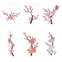 Patch brodé thermocollant style chinois, motif fleur de prunier rose et de pêcher, pour robe