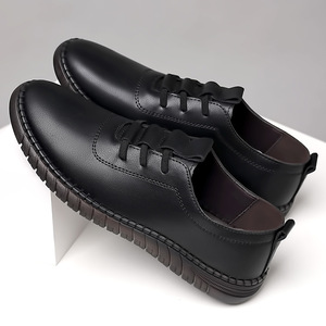 Mocassins en cuir pour hommes, semelle souple blanche, chaussures décontractées légères, taille jeune 6877 - Product Image 2