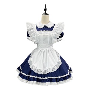 Zixiao Japanese Style Navy Blue Maid Outfit Short Sleeve Lolita Dress Women Cosplay Cafe Uniform - Product Image 4