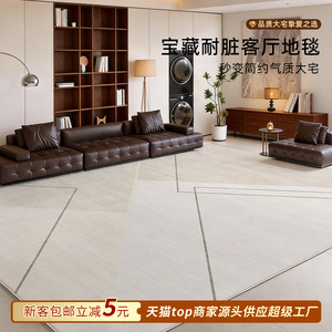 Alfombra geométrica minimalista rectangular de fibra de poliéster lavable para sala de estar, dormitorio y uso doméstico - Product Image 3