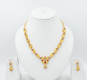 DIVYORO Gold Plated Butterfly Motif <b>Necklace</b> Set with <b>Ruby</b> Accents Luxury Ethnic Bridal Jewelry for Women Wedding Ceremony - Product Image 2