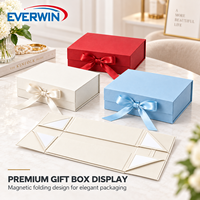 Boîte cadeau pliante magnétique personnalisée en carton rigide avec fermeture en ruban satiné pour cadeau de mariage, emballage de produits cosmétiques