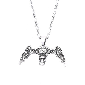Yunnique-collar con colgante de calavera de murciélago de acero inoxidable, joyería gótica oscura retro de estilo Hip Hop, accesorio de moda para hombre - Product Image 5