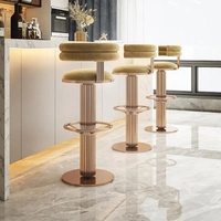 Chaise de bar de luxe en velours pour îlot de cuisine, tabourets hauts modernes pour comptoir, chaises de salle à manger pour hôtel et restaurant