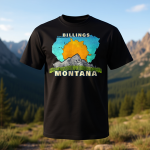T-shirt con paesaggio montano e sole di Billings Montana - Product Image 3