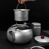 Service à thé Kung Fu en titane pur, motif citrouille, résistant à la chaleur, peint à la main, haut de gamme, style chinois, pour usage domestique et extérieur sur feu ouvert
