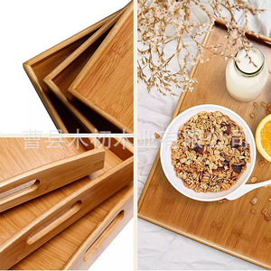 Bamboo and wood <b>tray</b>, solid wood household rectangular <b>tea</b> <b>tray</b>, water cup, Japanese bread tableware, snack barbecue <b>tray</b>, - Product Image 1