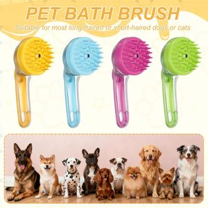 Spazzola 2 in 1 in Morbido Silicone TPR per Cani, per <span class=keywords><strong>Shampoo</strong></span> e Bagno, Massaggiante, con Anello per Creare Bolle - Product Image 5