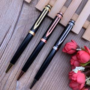 Stylos à bille en métal noir torsadé de luxe avec logo personnalisé, largeur d'écriture de 1,0 mm, pour cadeau - Product Image 3