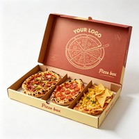 Boîte à pizza personnalisée en papier kraft de 8 pouces, 3 pièces, avec 3 compartiments et logo pour la livraison de nourriture