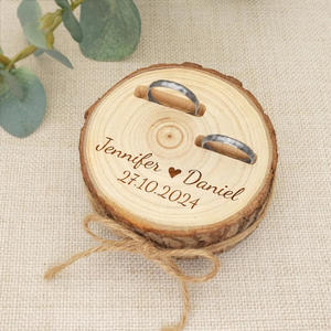 Exclusivo personalizado tallado Vintage Pastoral país boda anillo caja respetuoso con el medio ambiente cedro abeto madera anillo titular personalizado para su - Product Image 1