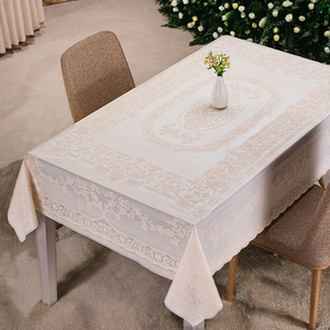 Nappe en plastique gaufrée à motifs en dentelle dorée, tissu en PVC pour la maison, mariage - Product Image 6