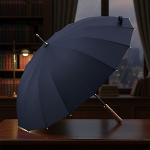 Wholesale Bulk 23inch*8K Manual Metal Frame Business Wooden Handle Straight <b>Umbrella</b> Custom Print OEM Support for Promotion - Product Image 6