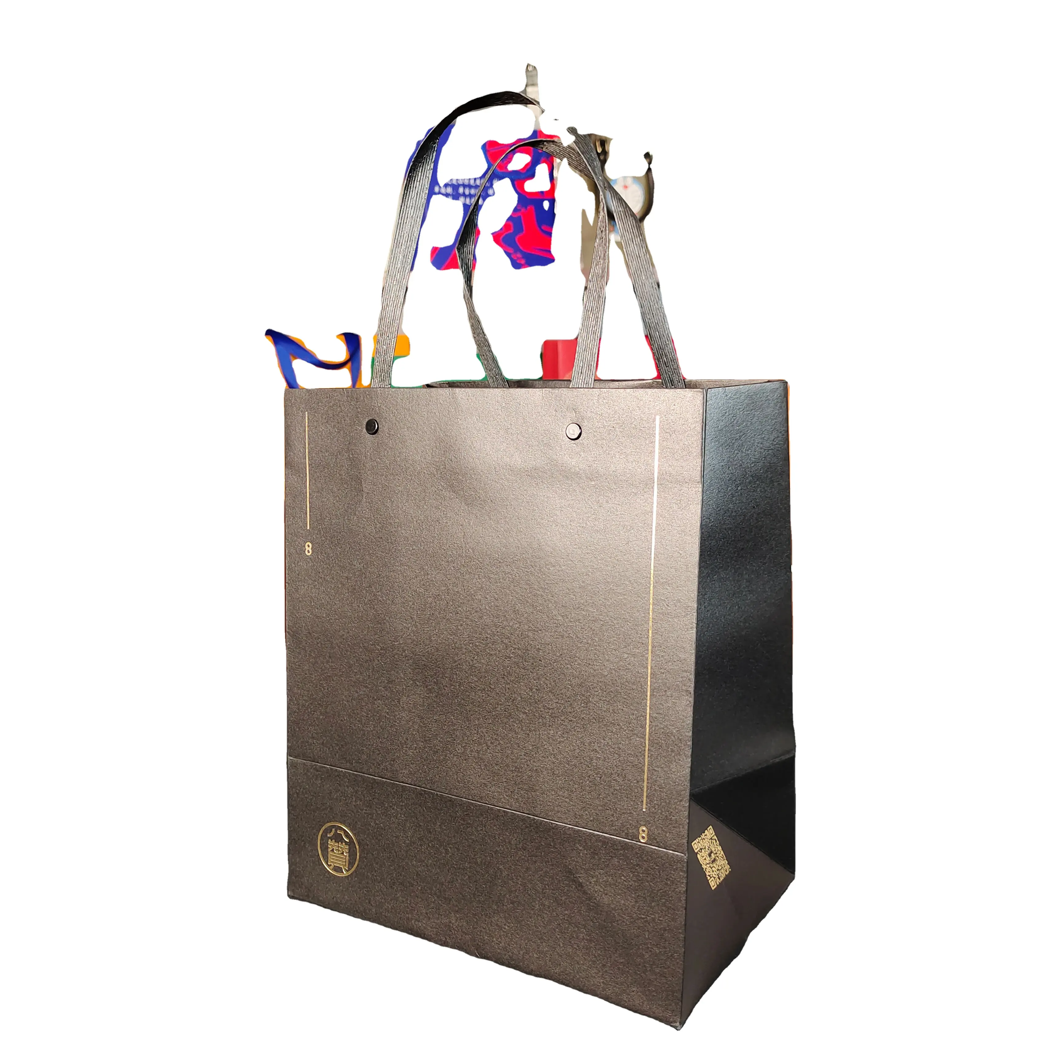 حقيبة ورقية مخصصة حقيبة ملابس حقيبة هدايا للملابس عصرية بطباعة الشعار مع مقبض شريط ورقي للتسوق فاخر