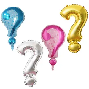 segno foglio palloncino Suppliers-Palloncini Foil rosa blu per bambina o ragazzo simbolo segno punto domanda globo di elio genere rivela palloncini per Baby Shower forniture
