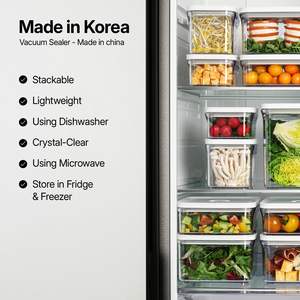 Recipientes de Plástico Cuadrados para Refrigerador, Herméticos, con Tapa y Bomba de Vacío, Diseño Apilable, Ideales para Regalos - Product Image 4