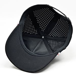 Performance 5 Panel Golf Rope <b>Cap</b> Custom Logo Perforated Laser Cutting Hole Baseball Golf <b>Hats</b> With Rubber Patch Waterproof <b>Hats</b> - Product Image 6