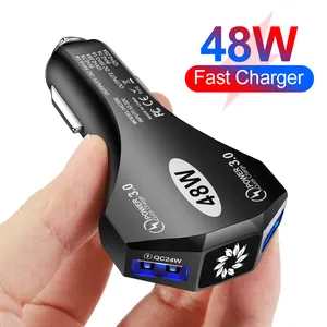 Multi Function With Light High Quality Compatible 48W Fast Charging Two USB Ports Mobile Phone Car Phone Charger Adapter