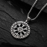 Leamge — Collier Homme Vintage, bijoux, pendentif en acier inoxydable, Rune disques, style Viking, nouvelle collection