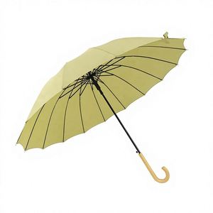 Parapluie droit minimaliste de style japonais, couleur unie, poignée en bois massif courbée, grand format pour deux personnes, protection soleil et pluie, cadeau - Product Image 4